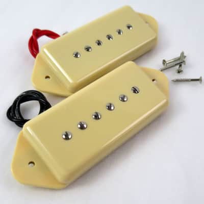 P-90 Matched Pair Dog Ear Flat Thinline Cream Set Crispy DragonMountain Bild 2