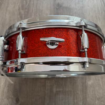 Gretsch  1962 Era Round Badge Progressive Jazz Bop Drum Set 18 Inch Bass Drum Tangerine Glass Glitter image 13