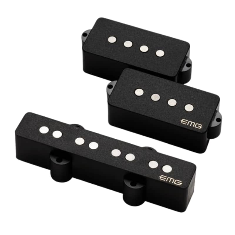 EMG Geezer Butler Signature Passive Alnico V PJ Bass Pickup Set, Black image 1