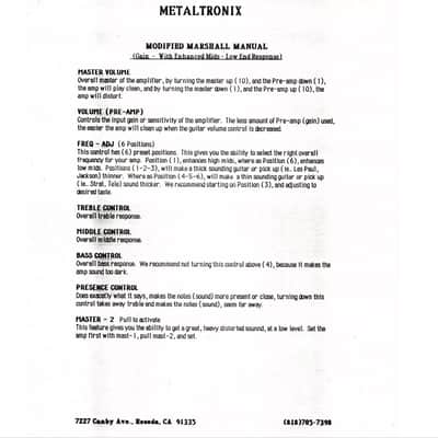 1984 Marshall Jcm800 2204 Lee Jackson/Metaltronix Mod image 8