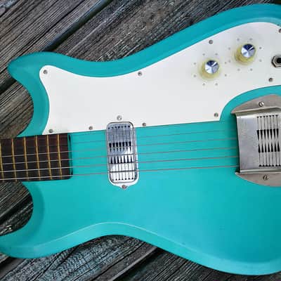 1965 Sivertone Model 1413L - DeArmond Kay - rare Seafoam Green - 1410 image 5