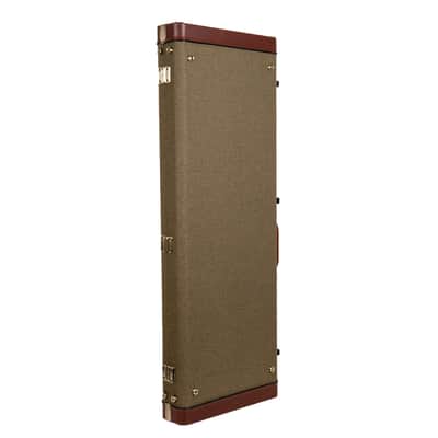 Crossrock Master Series - Wooden Telecaster&Stratocaster Electric Guitar Case - Security Lock, Genuine Leather Handle, Reinforced Hardware, Metal Feet, Storage Space- Olive Green Tweed image 5