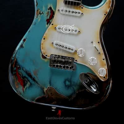 Fender Stratocaster 60th  Anniversary Daphne Blue Heavy Aged Relic by East Gloves Customs image 3