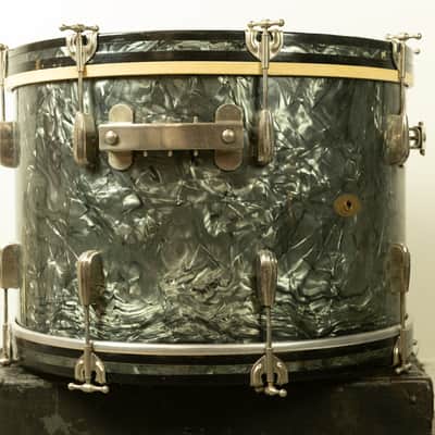 1950s Slingerland 14x22 Black Diamond Pearl Radio King Bass Drum image 8