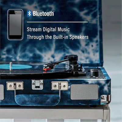 Crosley CR8005F-IN Cruiser Plus Vintage 3-Speed Bluetooth in/Out Suitcase Vinyl Record Player Turntable - Indigo image 4