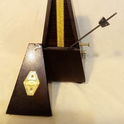 Fully Restored Antique Wood Bell Metronome de Maelzel by Seth Thomas Clocks Dark Walnut, Lacquered Brass Trim,  Beats Evenly image 2