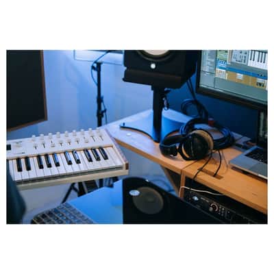 Arturia KeyLab Mk3 61 Keyboard MIDI Controller with DAW Integration and Enhanced Keybed (White) Bundle with Adjustable Z-Stand, Piano Style Sustain Pedal, Dust Cover, and 10 Feet MIDI Cable (5 Items) image 6