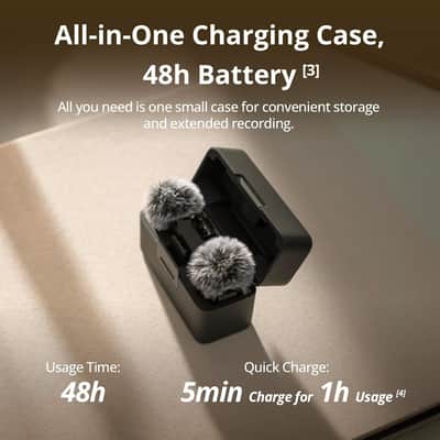 Mic Mini (2 TX + 1 RX + Charging Case) Wireless Lavalier Microphone, Ultralight, Noise Cancelling, Up to 48-Hour Battery Life Bundle with 2 x Deco Gear Lapel Microphone and 5" EVA Case image 3