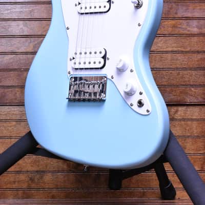 Squier Mini Jazzmaster® HH, Maple Fingerboard, White Pickguard, Daphne Blue image 1