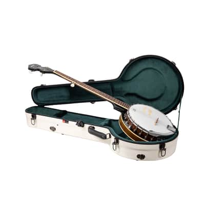 Crossrock Fiberglass Banjo Case-Fits Mastertone & Most 5-String Styles, with Interior Compartment, Backpack Straps, Hygrometer, TSA Lock-Milky White (CRF2023MBJMW) image 1