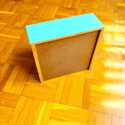 Mysterious Antique Sky Blue Wooden 8-Keys Upright Mini Toy Piano probably made in Italy in 1950s! Read the full ad! Bild 9