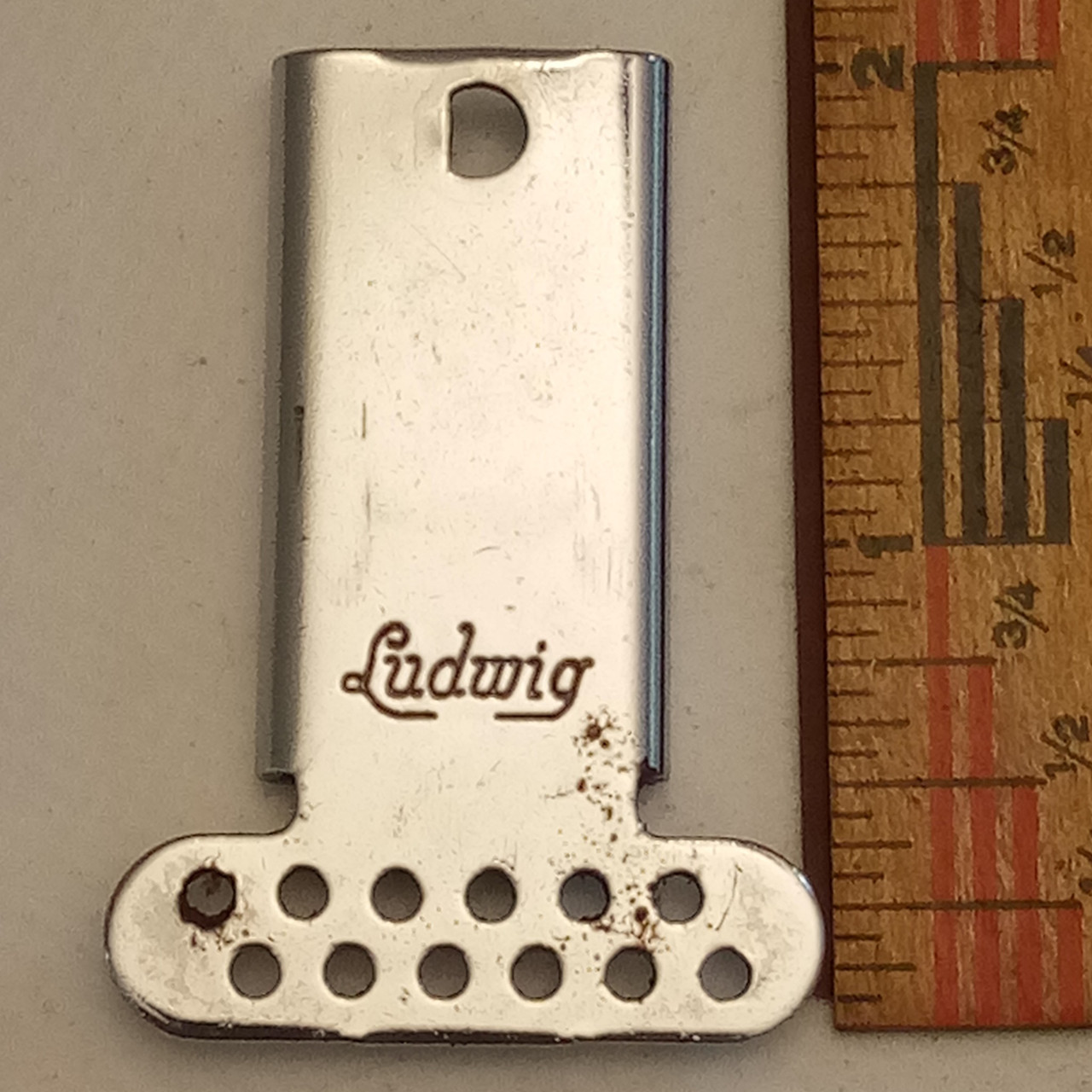 Ludwig Script Logo P83 Slider Snare Drum Wire Hole Part Strainer/Throw-Off 60s* — main photograph