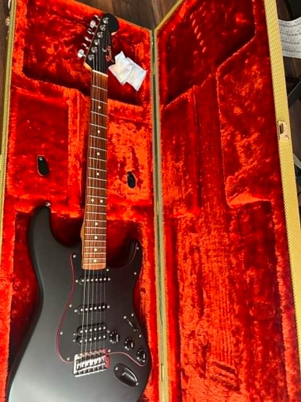 Fender Special Edition Noir Stratocaster HSS with Matching Headstock, Pau Ferro Fretboard 2017 - Satin Black - With Deluxe Tweed Case image 1