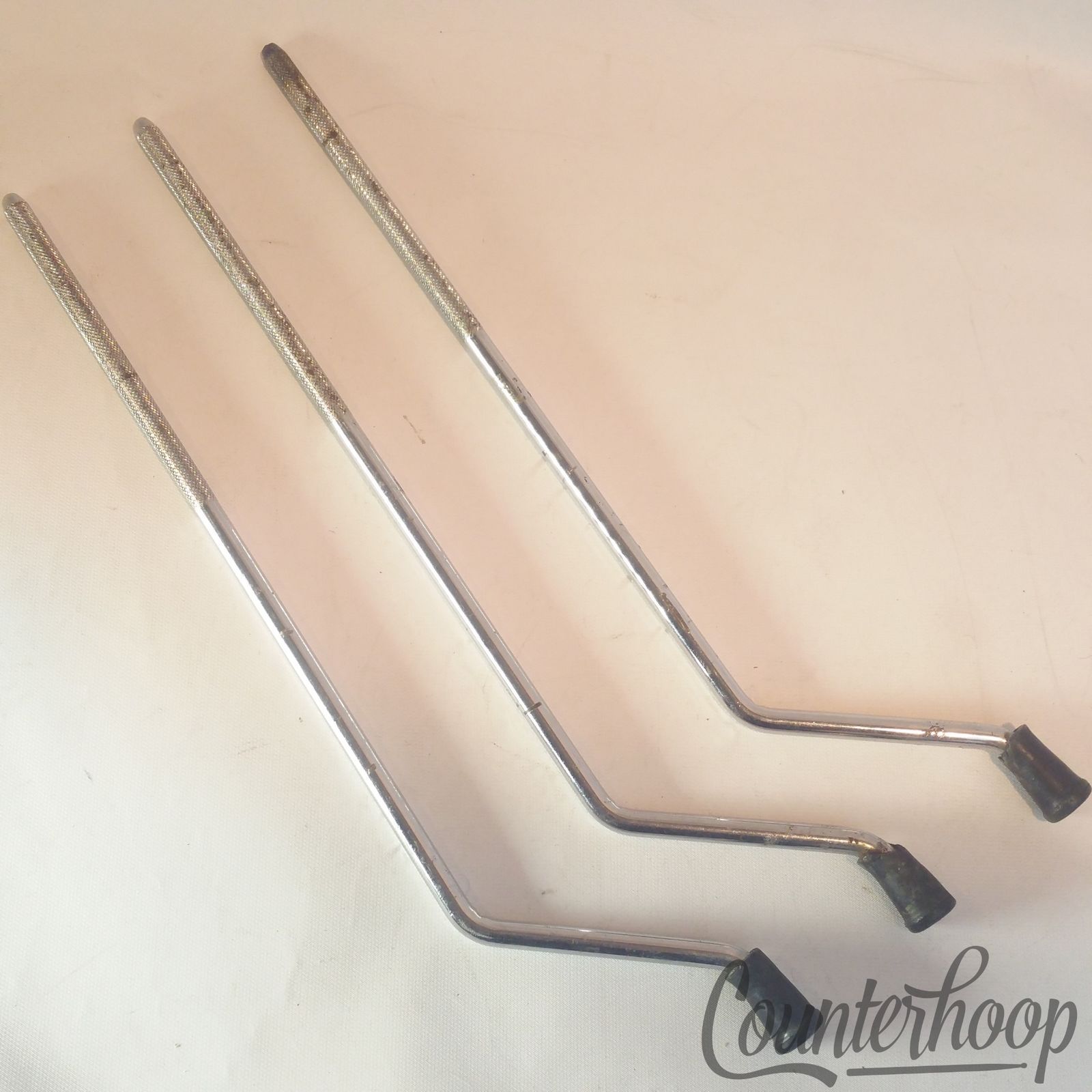 Slingerland 3x 17" Floor Tom Drum Legs Chrome Cross Knurling Vintage 60s 16,18" — main photograph