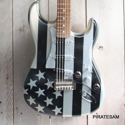 Fender Player Stratocaster Custom Art Guitar " Black N Silver Flag " image 4