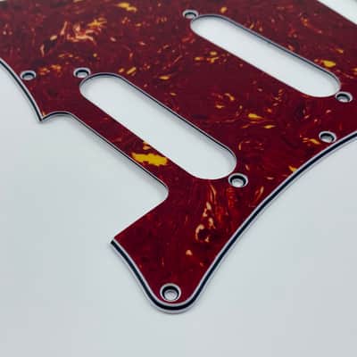 Silver Sky Se pickguard Red tortoise & parchment pickup covers, knobs & switch tip Sliversky pick guard image 4