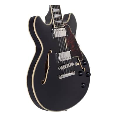 D'Angelico Premier Mini DC Electric Guitar w/Stopbar Tailpiece in Black Flake image 6