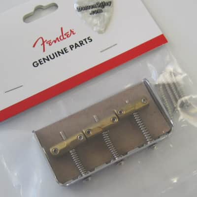 Fender 3-Saddle Custom Cut-Off Vintage-Style Tele Bridge Compensated Brass Saddles 0990809000 image 1