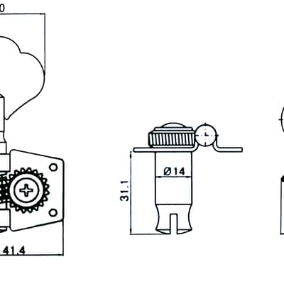 1 left side Chrome Gear Bass tuner, reversible, 14mm image 4
