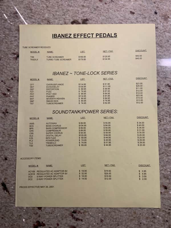 Used 2001 Ibanez Effect Pedals Price List! image 1
