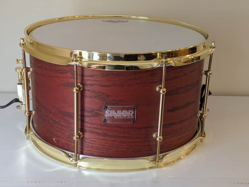 Savior Custom Drums 14x8" Oak/Maple snare drum - Burnt Orange/Red image 1