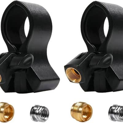 2pcs Large Microphone Clip, Adjustable Mic Holder for Microphones with Outer Diameter Range 1.26" from 2.3", with 5/8" Male to 3/8 to1/4" Female Screw Adapter(Black) Mic clip holder for stand image 1