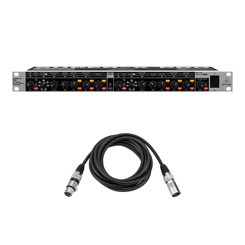 Behringer SUPER-X PRO CX3400 High-Precision Stereo 2-Way/3-Way/Mono 4-Way Crossover with Limiters, Adjustable Time Delays and CD Horn Correction with Value Series XLR M to F Professional Microphone Cable - 10' image 1