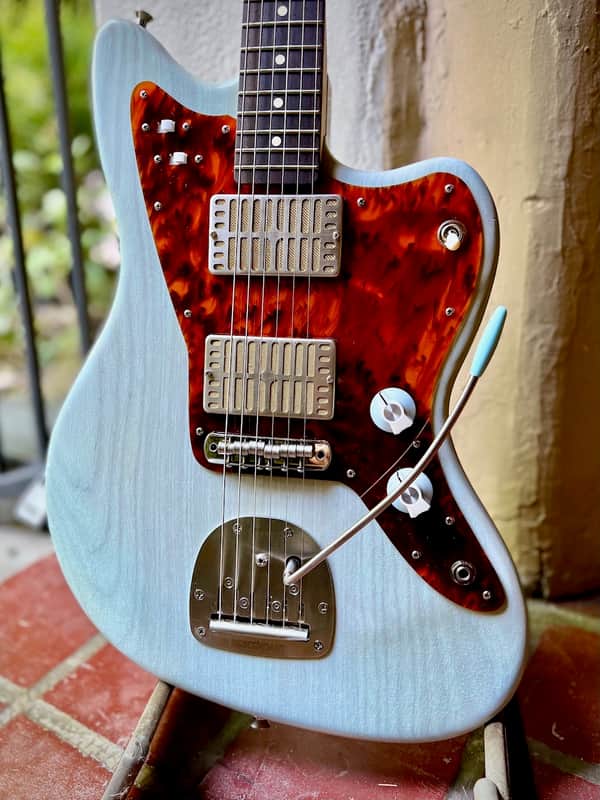 Waterslide Guitars Offset Trans Sonic Blue, Mojo Dual Foil Pickups, Descendant Vibrato, Staytrem image 1