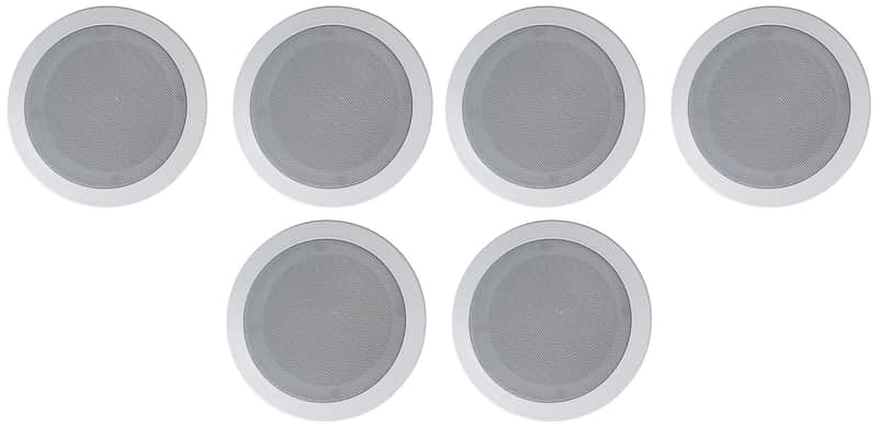 6 Rockville HC55-16 White 5.25" 300 Watt In-Ceiling Home Theater Speakers 16 Ohm image 1