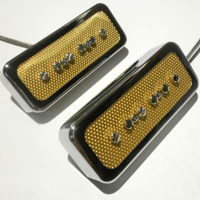FOIL P90 Soap Bar Pickup SET Bridge and Neck Gold Chrome Electric Custom Guitar by Q pickups image 4