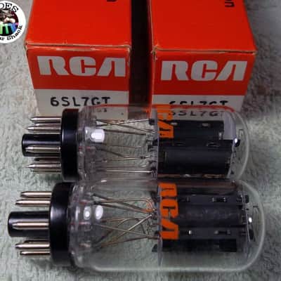 2-70's RCA 6SL7 GT Black Plate Coined Base Made in USA "O-Side Getter" Match Pair Duet Same Batch Strong Amp Amplifier Tubes Brand New in Box 0-Miles! 6SL7GT #046 imagen 2
