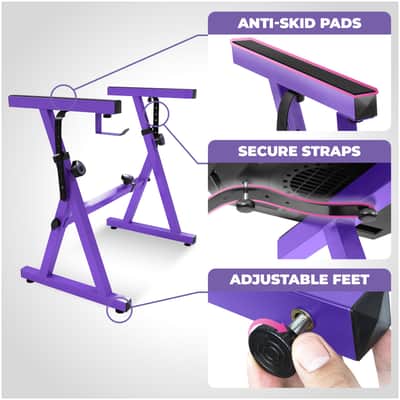 Liquid Stands Piano Keyboard Stand & Bench Set for 54-88 Key Electric Pianos (Purple) image 4