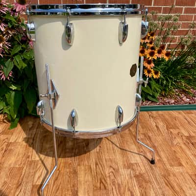 1970s Gretsch 16x16 Stop Sign Badge Floor Tom Drum White Nitron image 8