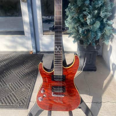 2008 Washburn X-Pro 50 Q Left-Handed Red Quilt Top with Softshell Case image 3