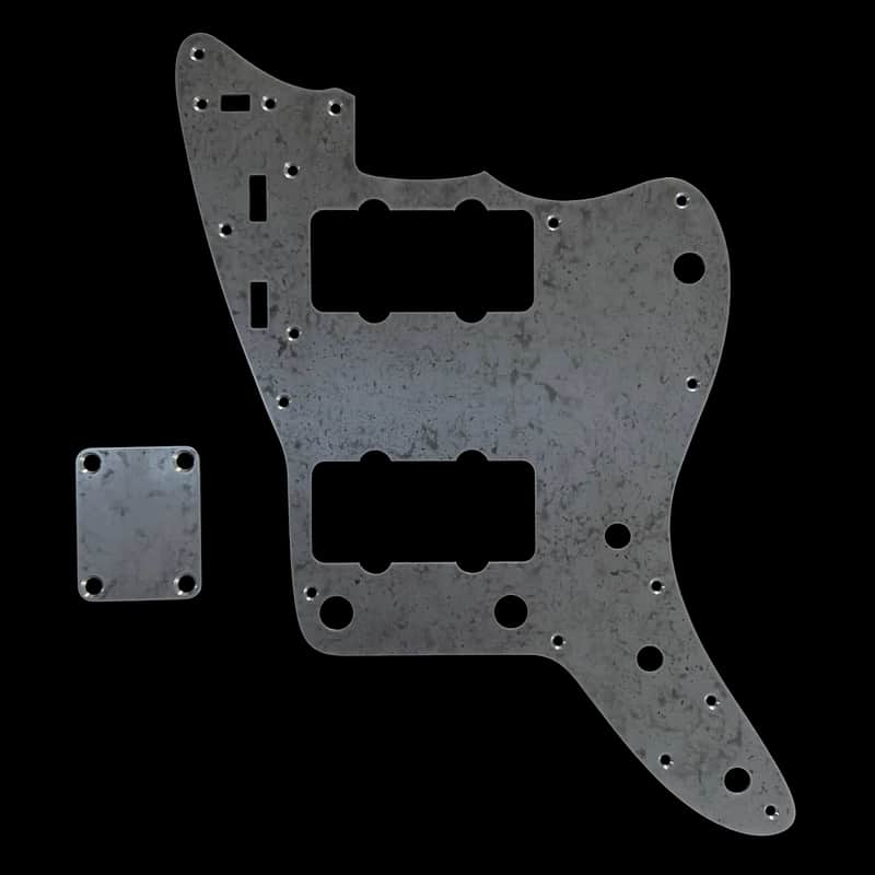Jazzmaster Pickguard Scratchplate and Neck Plate - USA 60s Vintage - Mottled Marine Aluminium - Made-to-Order image 1
