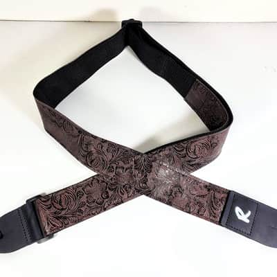 Vegan Leather Guitar Strap - Tooled Faux Leather Guitar Strap - Textured Leather Guitar Strap-Fits image 3