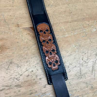 Handmade Custom Skulls Leather Guitar Strap image 3