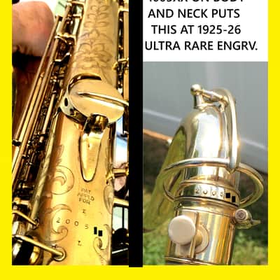 MAKE OFFER DUBBED "PAN AND PERKS" LYON AND HEALY TENOR SAXOPHONE ULTRA RARE BURNISHED GOLD PLATED ARTIST MULTI PORTRAITS TOP FINISH #6 SPECIAL ORDERED ORIGINAL MPC image 20