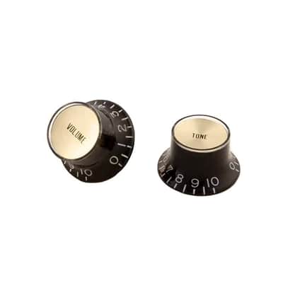 Gibson Top Hat Style Knobs w/Metal Insert - Black w/Gold image 1