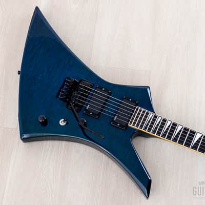 2001 Jackson Stars Japan Pride Kelly J.P. KE/E-230 Trans Blue Quilt Top w/ EMG, Floyd Rose, Case & Tags image 9