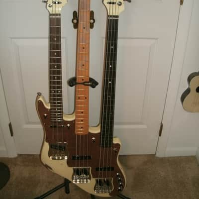 Rhoads Music Triple neck Chris Squire WAL copy cream finish, immitation leather pickguard. image 1