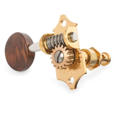Waverly Guitar Tuners with Snakewood Knobs, for Solid Pegheads, Gold, 3L/3R image 2