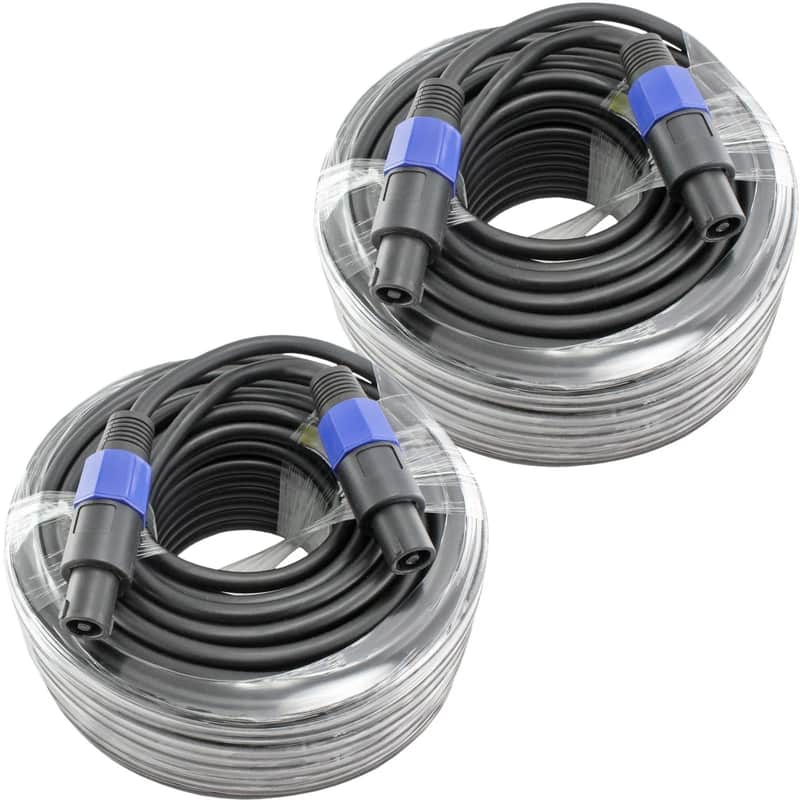 2 PACK 100 ft foot feet speakon compatible pro audio speaker cables PA DJ cords image 1