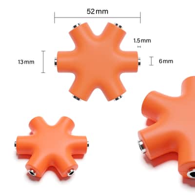 ExcelValley [Orange] Mono Patch Cable Splitter Hub 6 Port 5 Way TS 3.5mm 1/8" Modular Synth Eurorack image 2