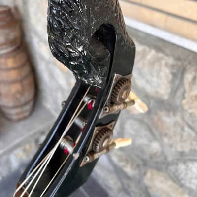 Ultra-Rare 1960 Wandré Naika Double Bass – Made in Italy – Black w/ Carved Lion Headstock & Aluminum Hardware with Hard Case image 7