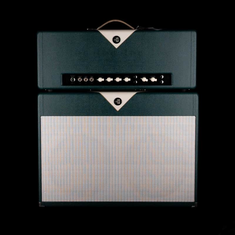 Pre Owned 2007 Divided By 13 FTR37 Green/Cream Guitar Amp Head And 2x12" Cab with Footswitch and Covers image 1