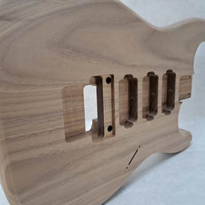 Unfinished Walnut HHH guitar body - for Fender Strat Stratocaster neck Floyd Rose J2186 image 6