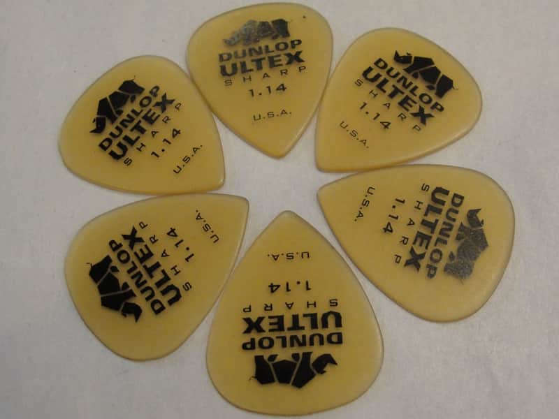 Dunlop 433 ULTEX SHARP 1.14 MM GUITAR PICKS MADE IN THE USA 6 PICKS image 1