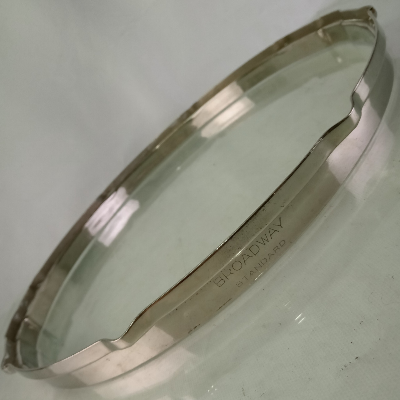 Leedy 15"Broadway Standard"Stick-Chopper Nickel NOB Snare Drum Resonant Rim/Hoop — main photograph
