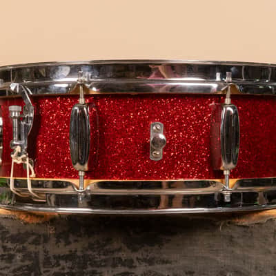 1960 Rogers 5x14 Sparkling Red Pearl Holiday Snare Drum image 4